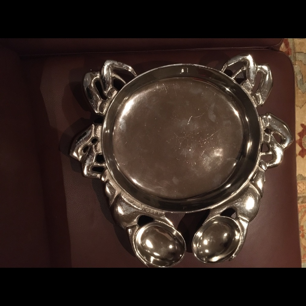 BRAND NEW CRAB SILVER METAL PLATTER